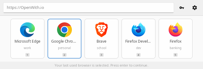 OpenWith browser chooser interface